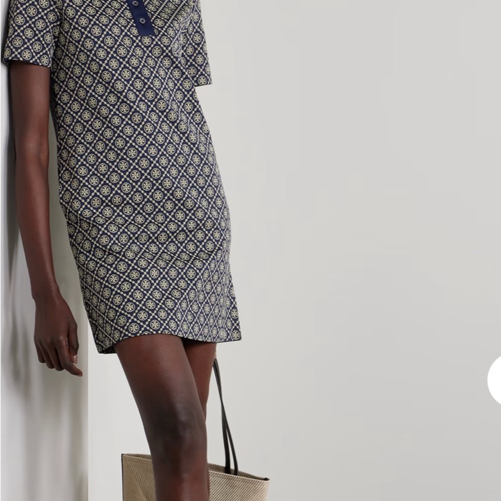 Tory Burch Navy and Cream Logo Dress Size XS
